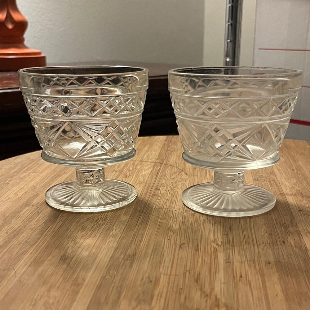 2 ANCHOR HOCKING "WEXFORD" 3 1/2" SHERBERT,PUDDING,SERVING GLASSES